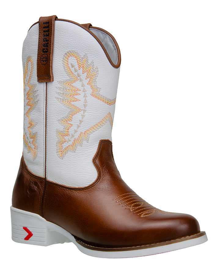 Bota Country Masculina Texana Com Solado Branco