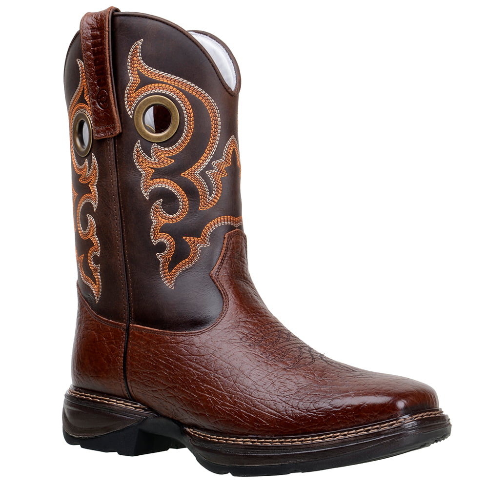 Bota Masculina Bico Quadrado Texana em Couro Legitimo Cor Café Mamute