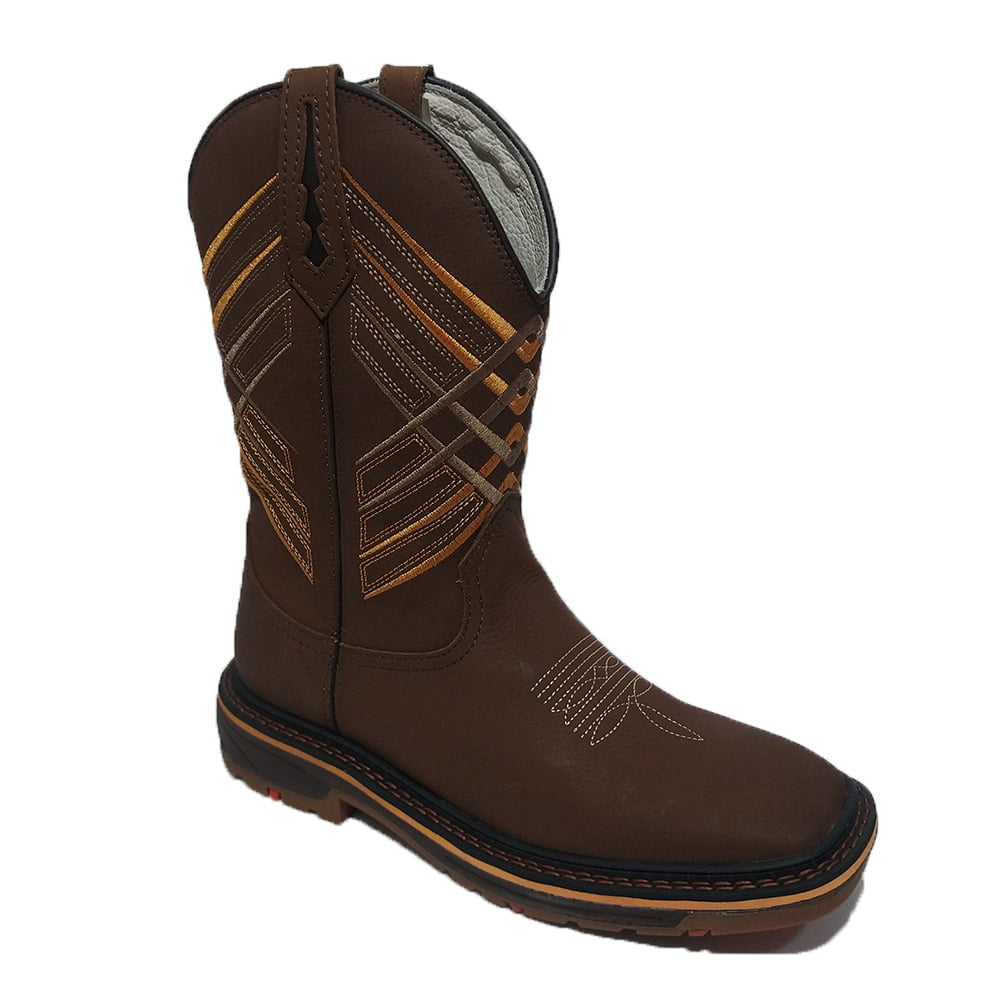 Bota Country Texana Marrom Masculina Bordado Realce Vira Preta