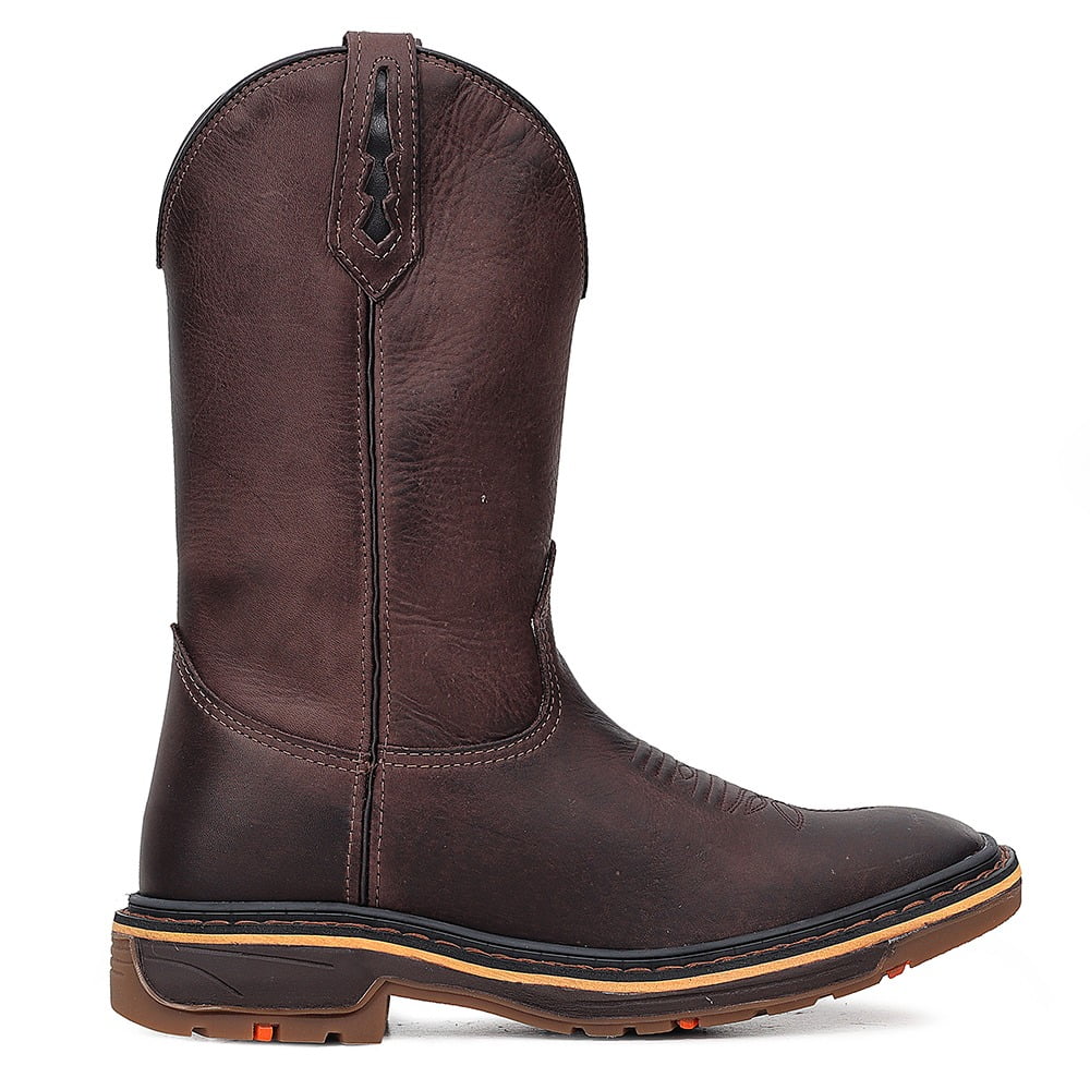 Bota Masculina Texana Country em Couro Alto Relevo Cano Liso