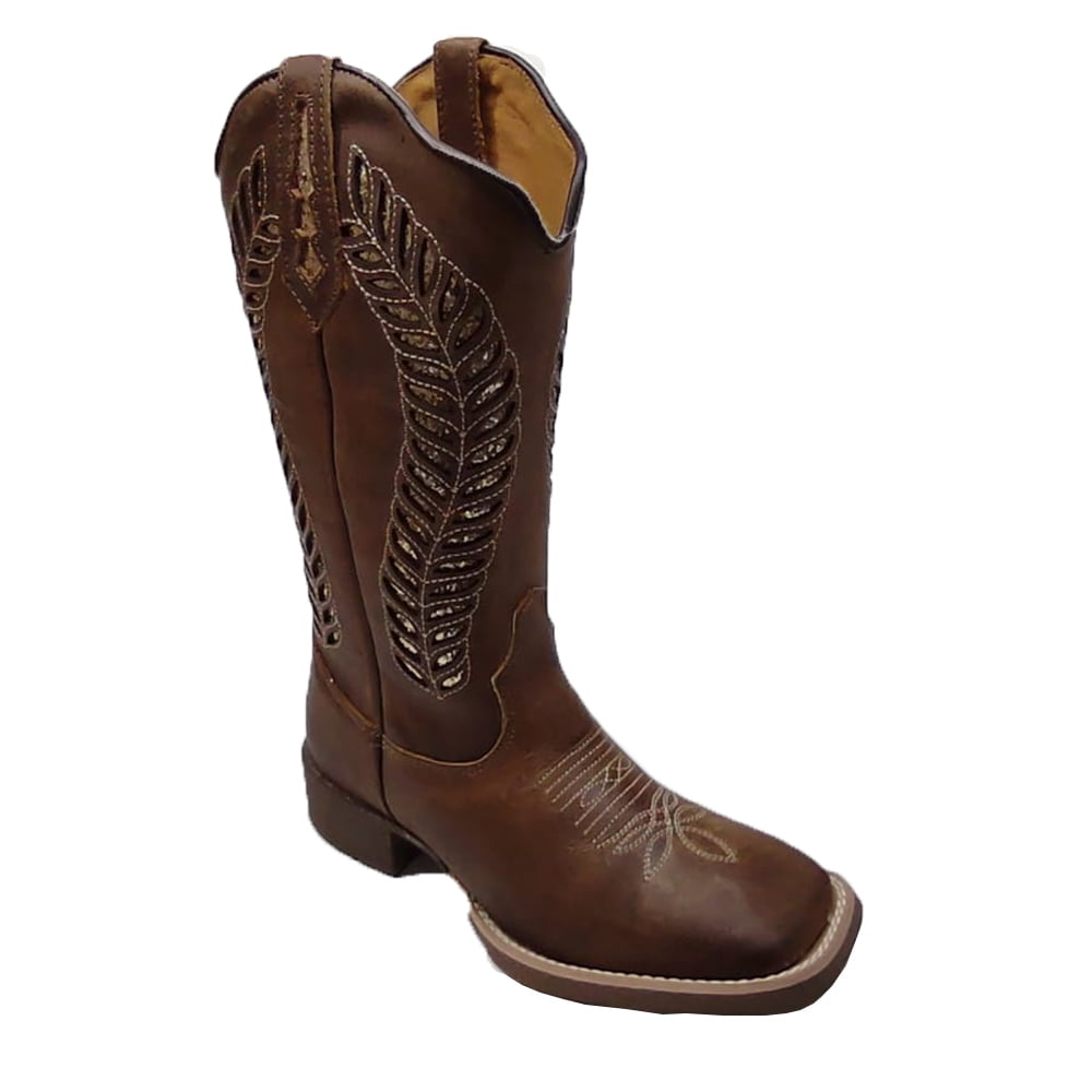  Bota Texana Country Feminina Cano Longo Marrom Laser 