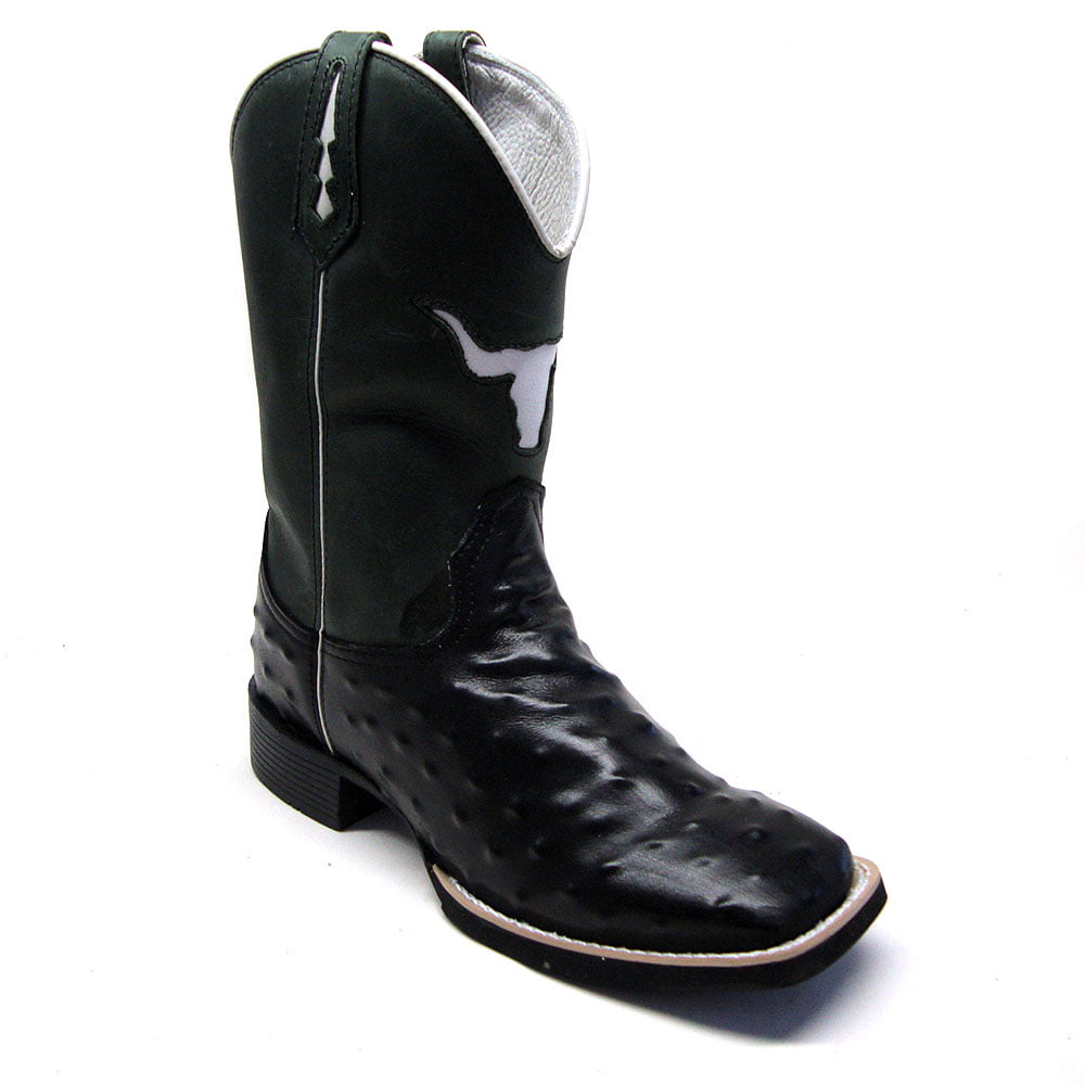 Bota Texana Country Masculina Avestruz Preta