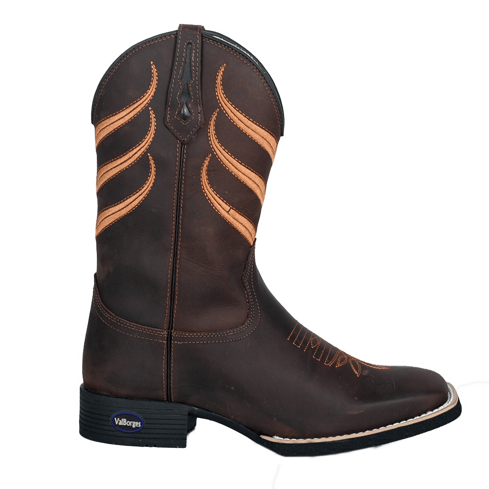 Bota Texana Country Masculina Couro Legítimo Marrom