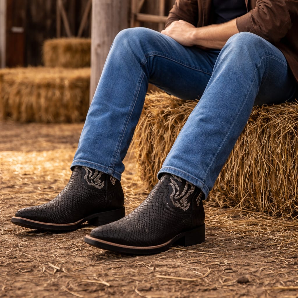 Bota Texana Country Masculina Black Python Premium