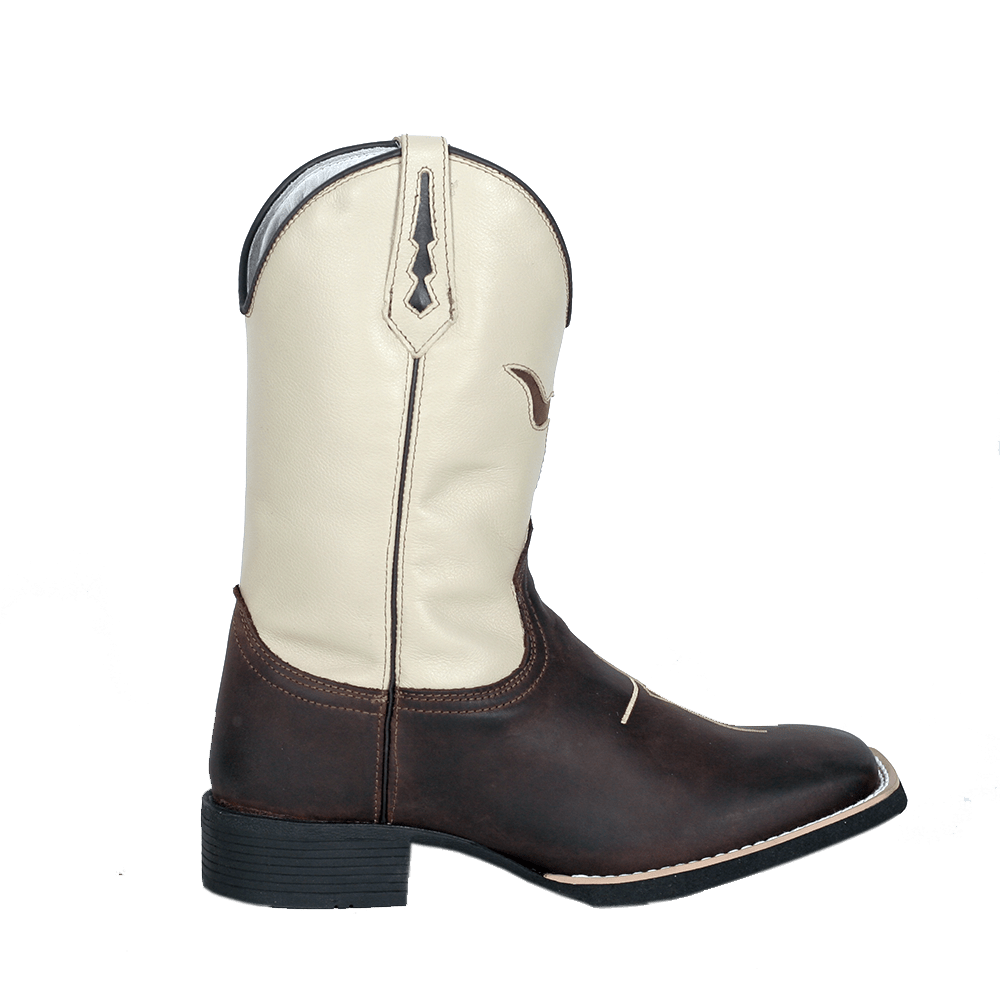 Bota Texana Country Masculina Fé Touro Cano Bege