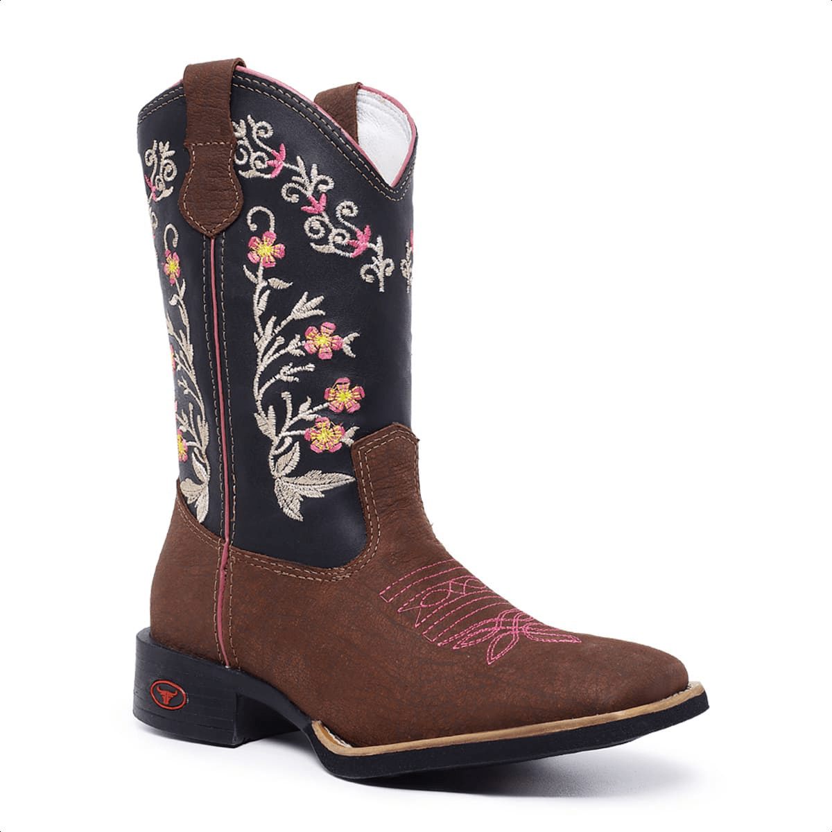 Bota Texana Feminina Bico Quadrado em Couro Legítimo