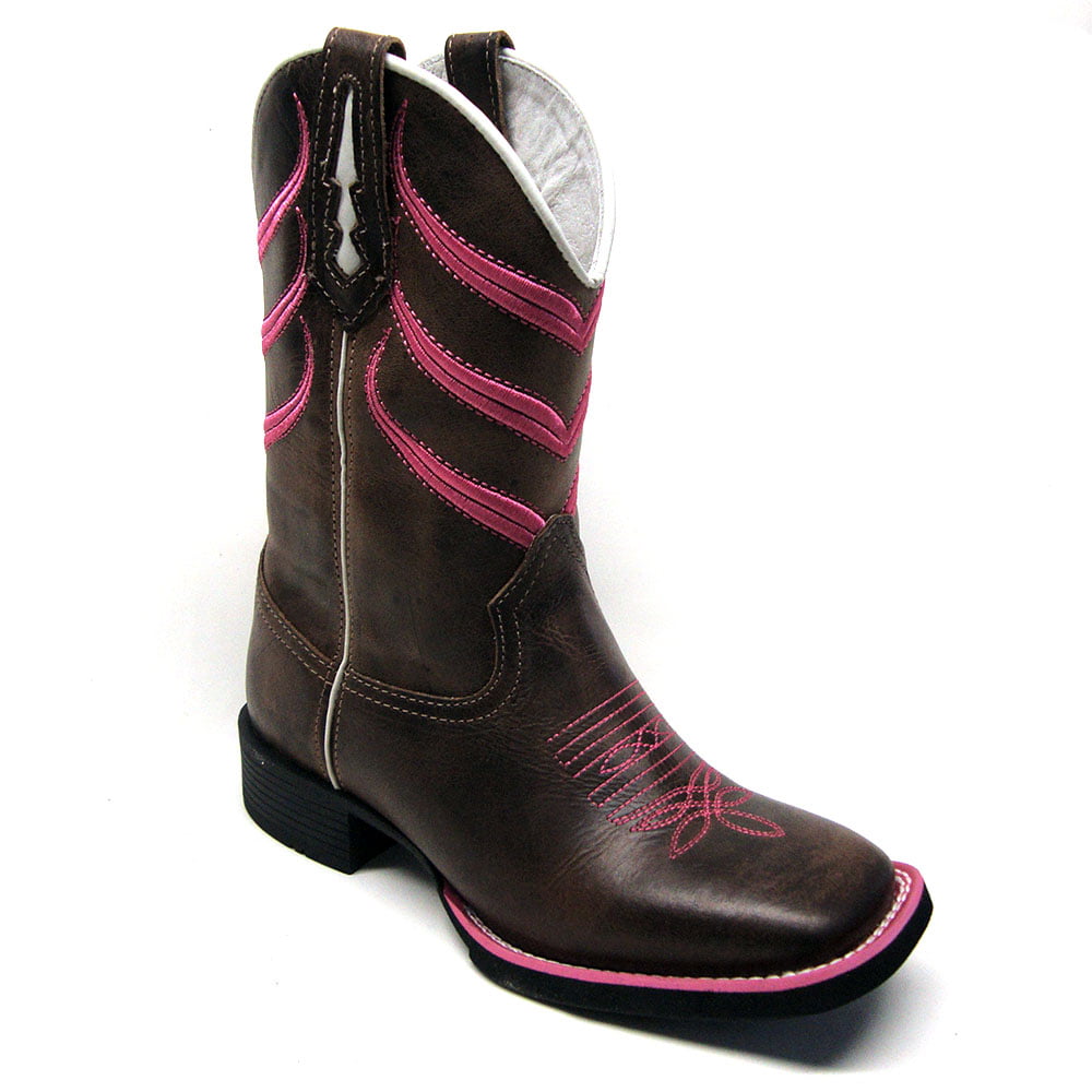 Bota Texana Feminina Bordado Pink Marrom