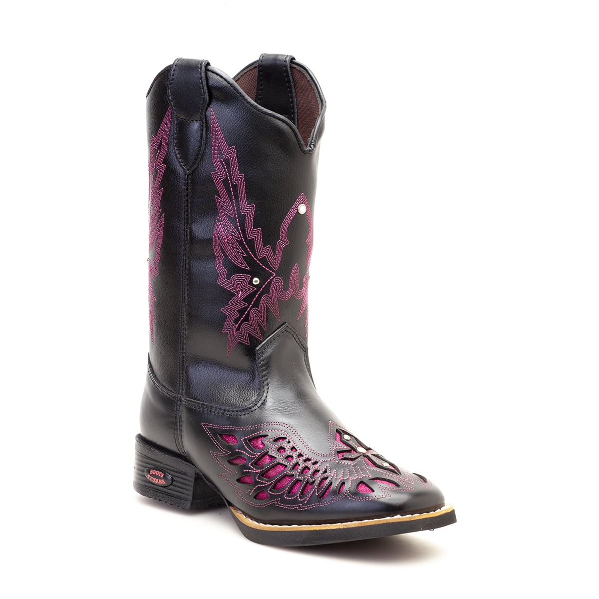 Bota Texana Feminina em Couro Laser Gliter Rosa