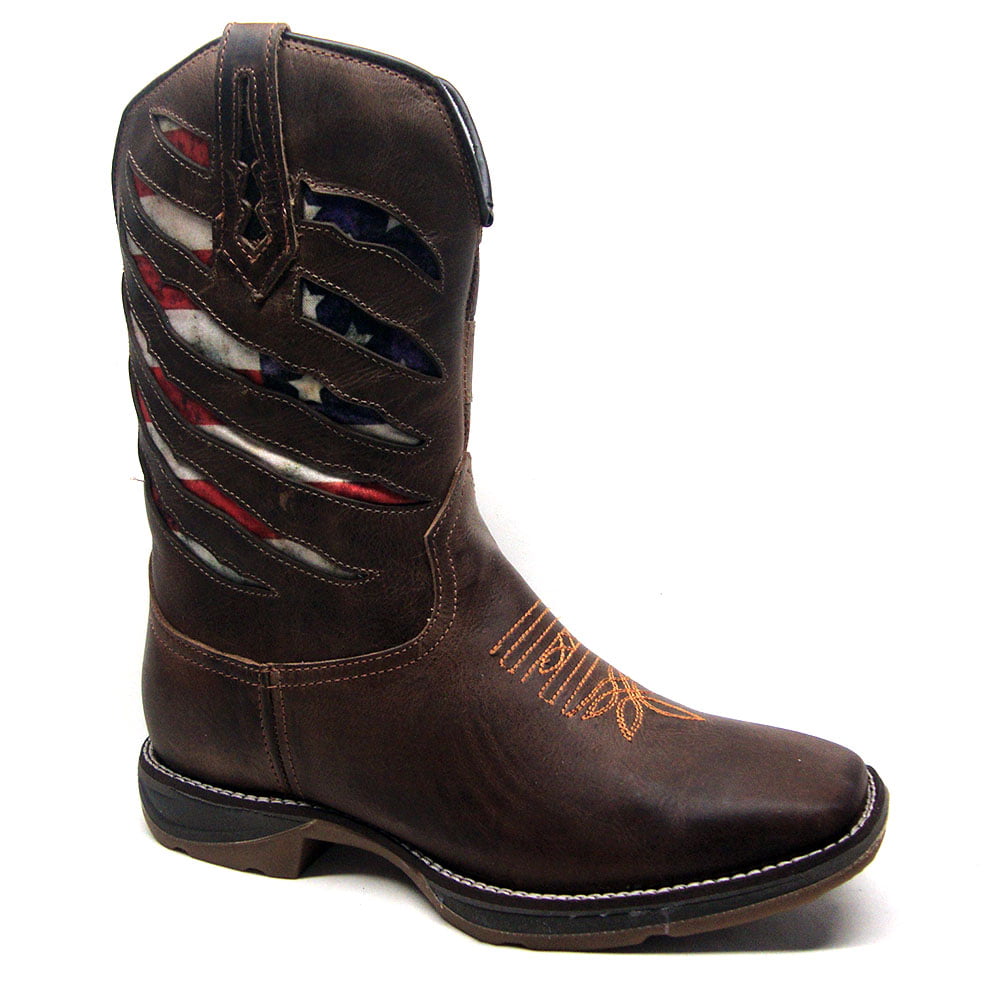 Bota Texana Masculina Country Bandeira EUA Rasgado Sola Jump