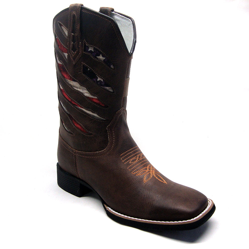 Bota Texana Masculina Country Bandeira EUA Rasgado Sola Preta 