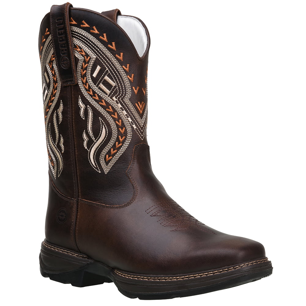 Bota Texana Masculina em Couro Bovino Legitimo Cor Fóssil Café