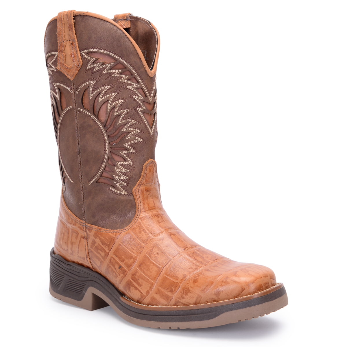 Bota Texana Masculina em Couro Solado Jump Cromo Whisky