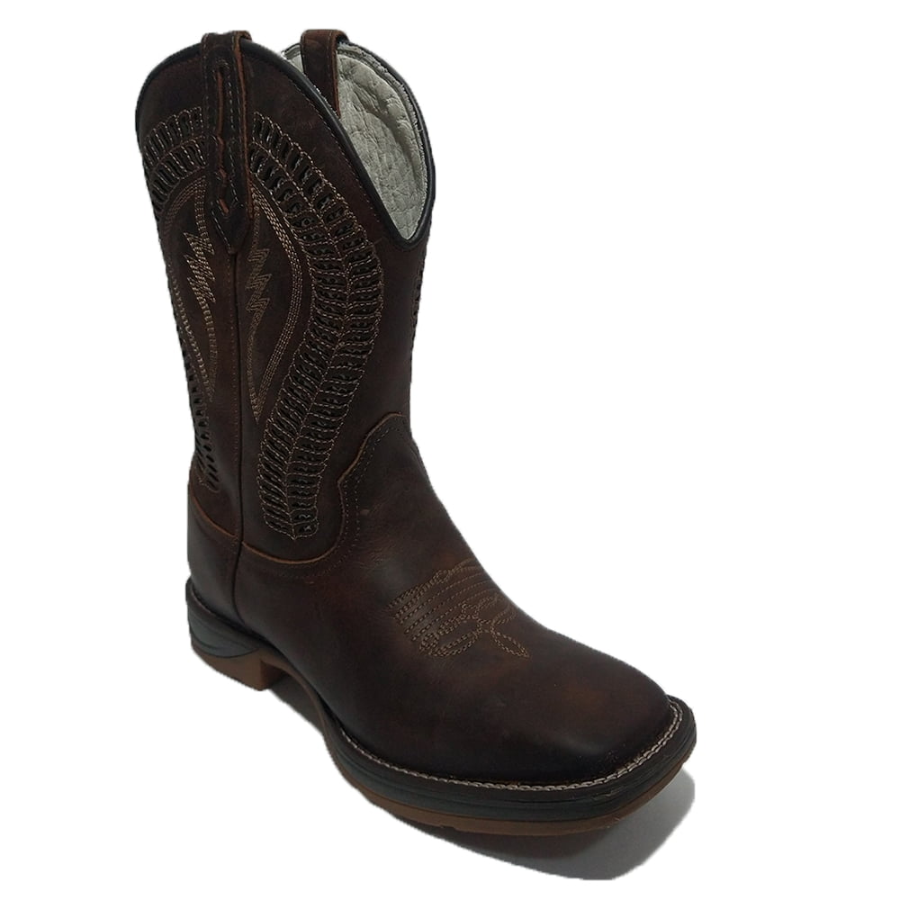 Bota Texana Masculina Country Bordado Laser Marrom