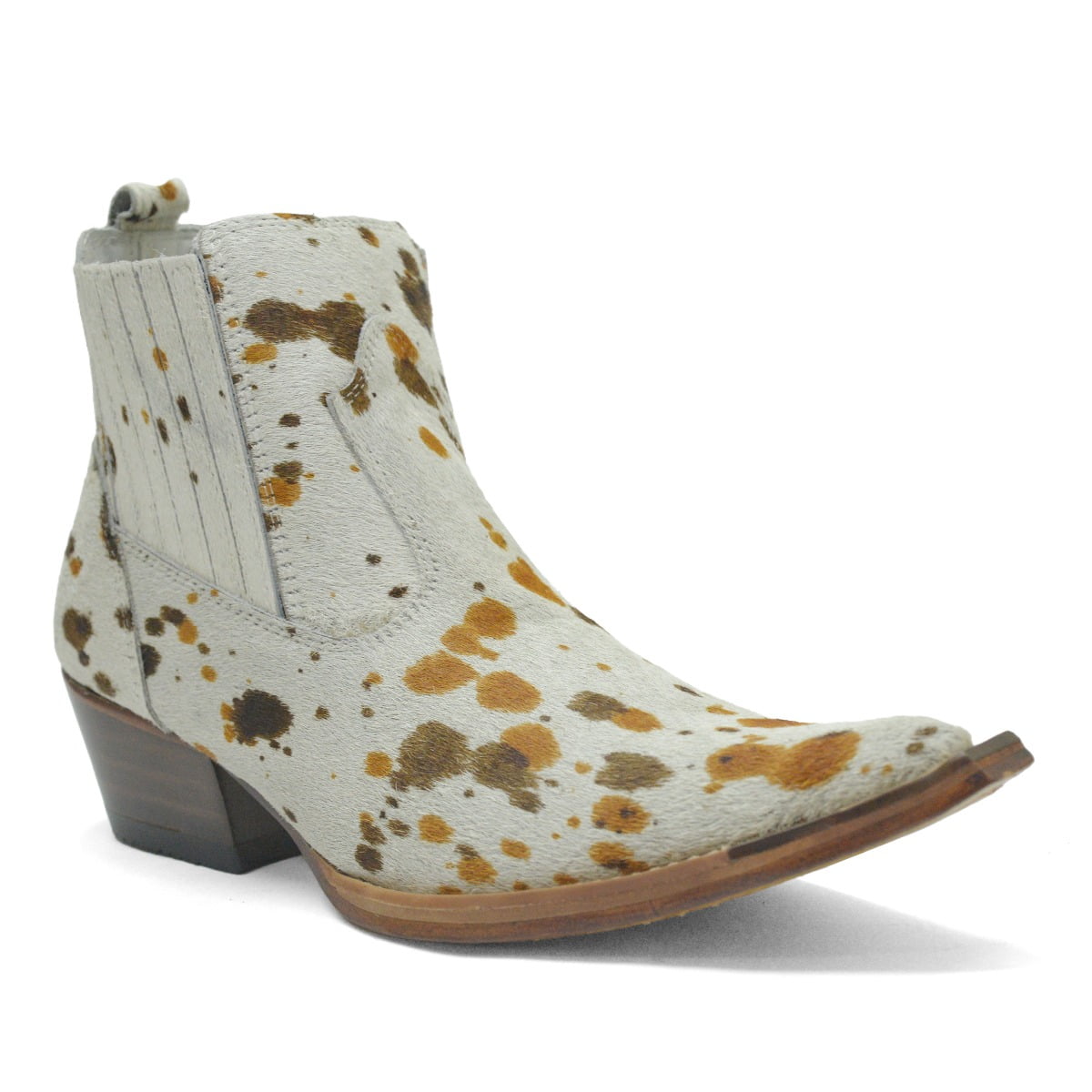  Botina Bico Fino Masculino em Couro de Pêlo Marrom