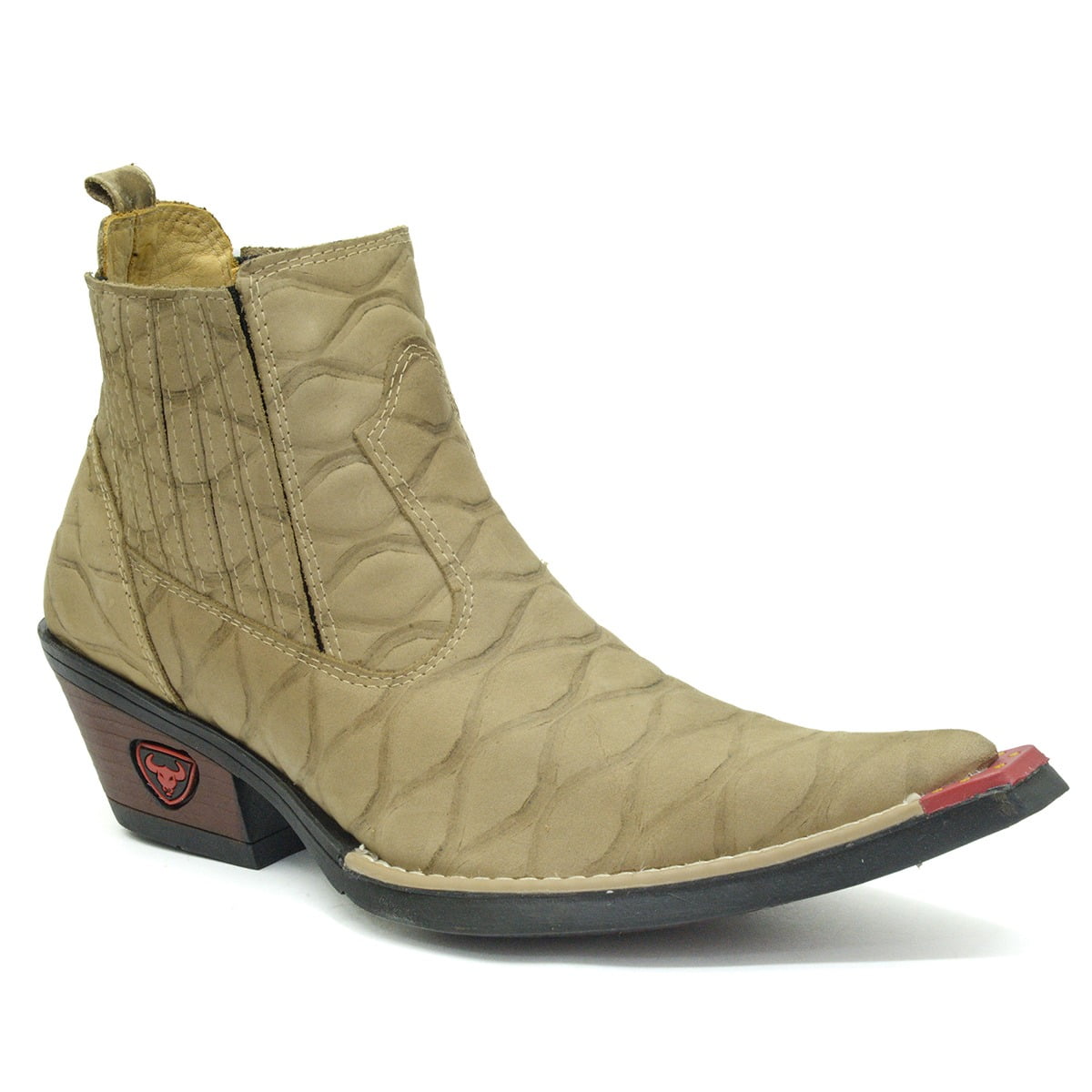 Botina Country Masculina Bico Fino Escama Tabaco