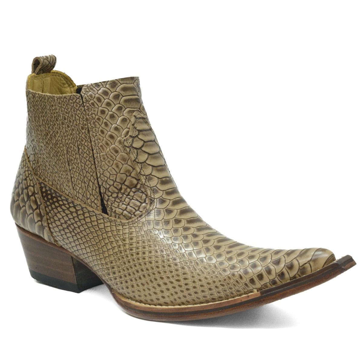 Botina Country Masculina Couro Marfim Solado de Couro