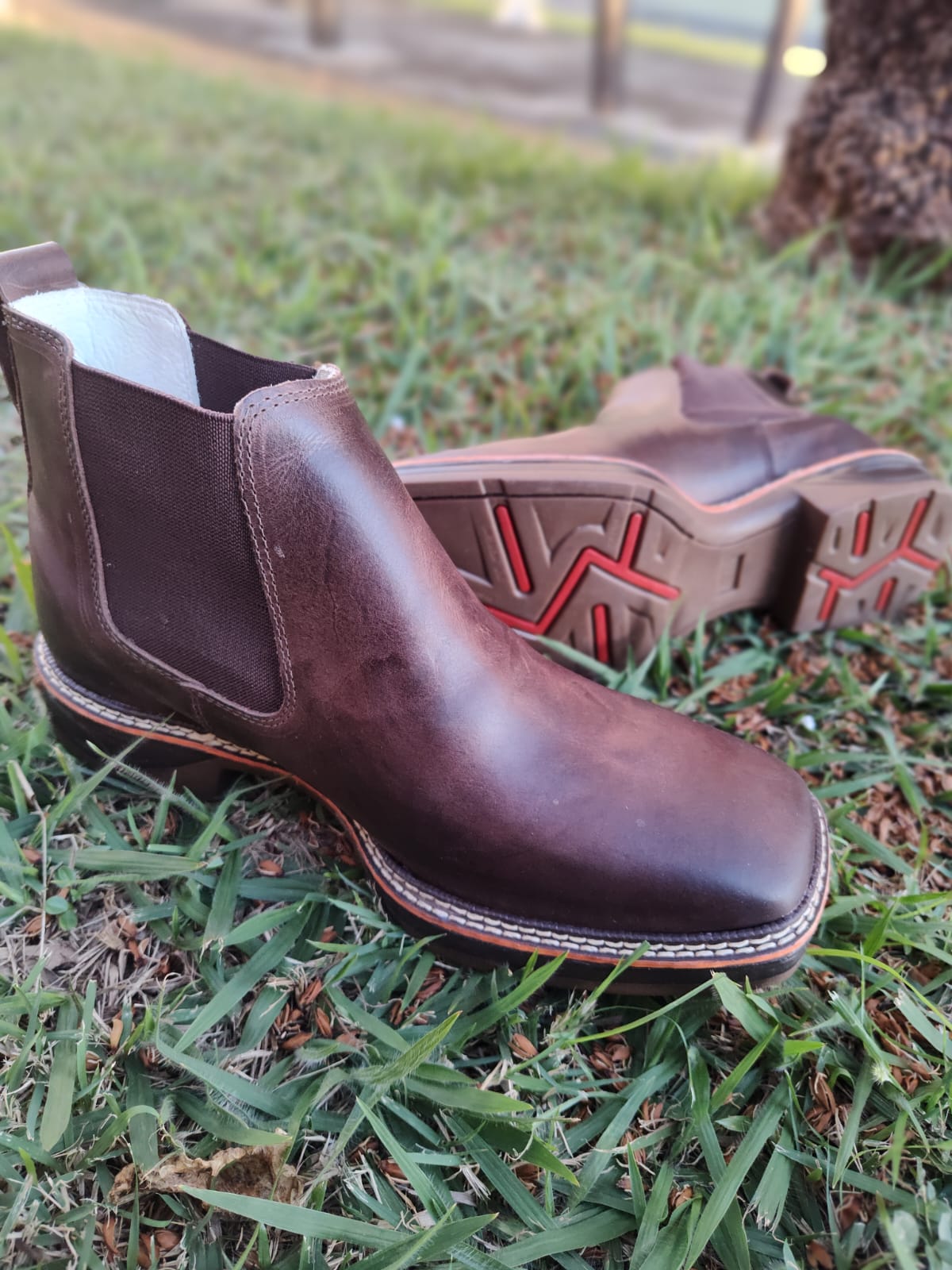 Botina Masculina Western Rústica sem Bordado Sola Jump Bico Quadrado