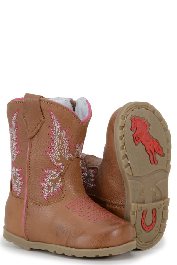 Bota Texana Baby em Couro Castor Rosa