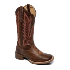Bota Country Feminina Cano Longo Hopper Bico Quadrado Café
