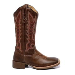 Bota Country Feminina Cano Longo Hopper Bico Quadrado Café