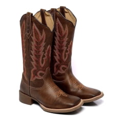 Bota Country Feminina Cano Longo Hopper Bico Quadrado Café