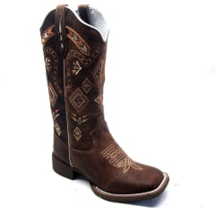 Bota Texana Country Feminina Cano Longo Aztec Tribal Black Friday