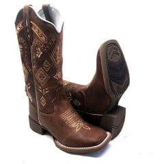 Bota Texana Country Feminina Cano Longo Aztec Tribal Black Friday