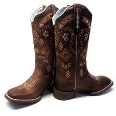 Bota Texana Country Feminina Cano Longo Aztec Tribal Black Friday