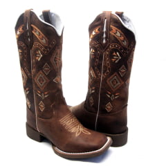 Bota Texana Country Feminina Cano Longo Aztec Tribal Black Friday