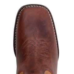 Bota Bico Quadrado Texana Em Couro Nobre Bordada Maverick