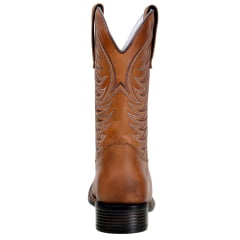 Bota Bico Quadrado Texana Em Couro Nobre Castor Bordada Maverick