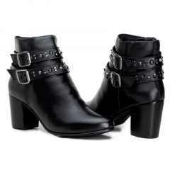 Bota Cano Curto Feminina Casual Preta