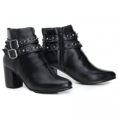 Bota Cano Curto Feminina Casual Preta