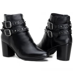 Bota Cano Curto Feminina Casual Preta