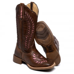 Bota Country Feminina Laser Samambaia Cano Longo 