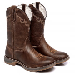 Bota Country Masculina Marrom Texana Couro Legítimo