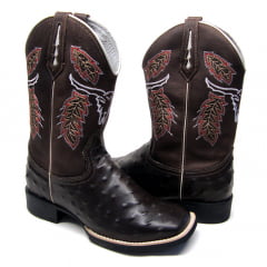 Bota Texana Country Masculina Estilizada Preta Touro Rodeio