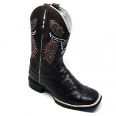 Bota Texana Country Masculina Estilizada Preta Touro Rodeio