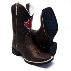 Bota Masculina Texana Bico Quadrado Marrom Canada