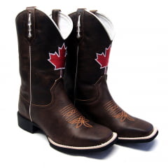 Bota Masculina Texana Bico Quadrado Marrom Canada