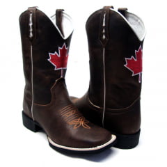 Bota Masculina Texana Bico Quadrado Marrom Canada