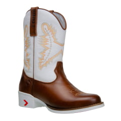 Bota Country Masculina Texana Com Solado Branco Em Couro Legitimo