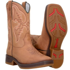 Bota Country Texana Masculina em Couro Búfalo Rato Bruta Capelli