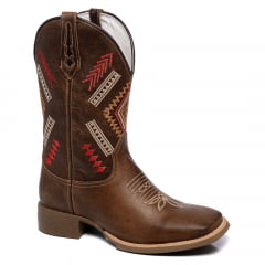 Bota de Rodeio Masculina Cano com Detalhes Tribal Couro 