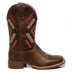 Bota de Rodeio Masculina Cano com Detalhes Tribal Couro