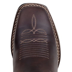 Bota Feminina Bico Quadrado Cano Médio Em Couro Café Trisse Castor