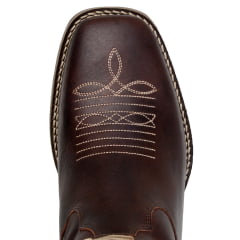 Bota Feminina Cano Médio Em Couro Nobre Na Cor Fóssil Café Bordada