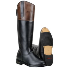 Bota Hípica Masculina Montaria Preta Pinhão