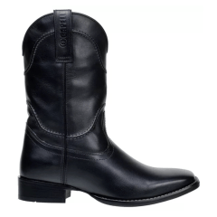 Bota Masculina Casual Solado de Couro Natural Preto