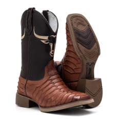 Bota Masculina Texana Country em Couro Legítimo Escama Tatú